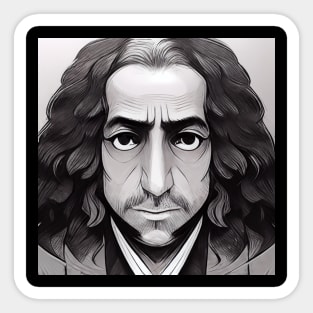 Baruch Spinoza Portrait | Manga Style Sticker